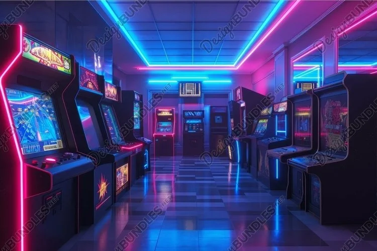 赛博朋克风格游戏厅森林舞会